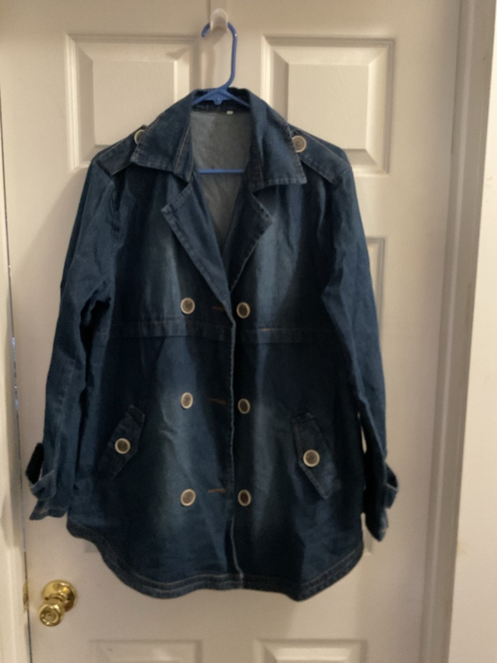 Dark Blue Denim Double-Breasted Jacket
